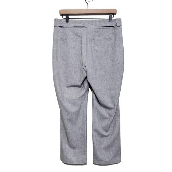 Ava Heather Grey Bow Belted Cropped Straight Leg Pants Office Workwear Medium - Picture 7 of 11